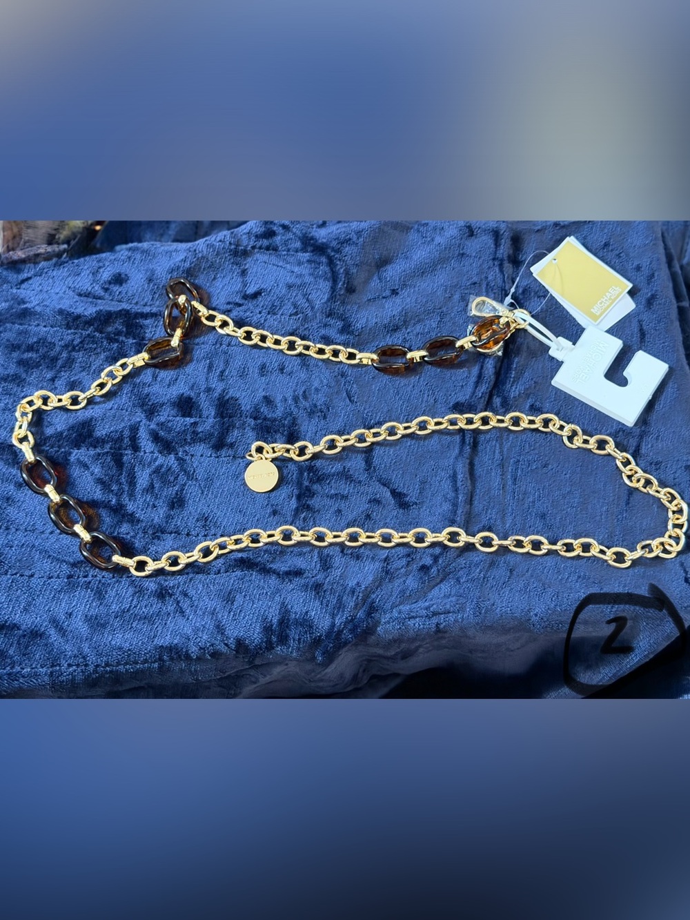 MICHAEL Michael Kors Gold and Tortoiseshell Link Chain Belt
